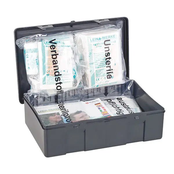 Verbandkasten fertig gefüllt nach DIN 13164 - 2014 - schwarz für Verbandkasten - Servoprax
