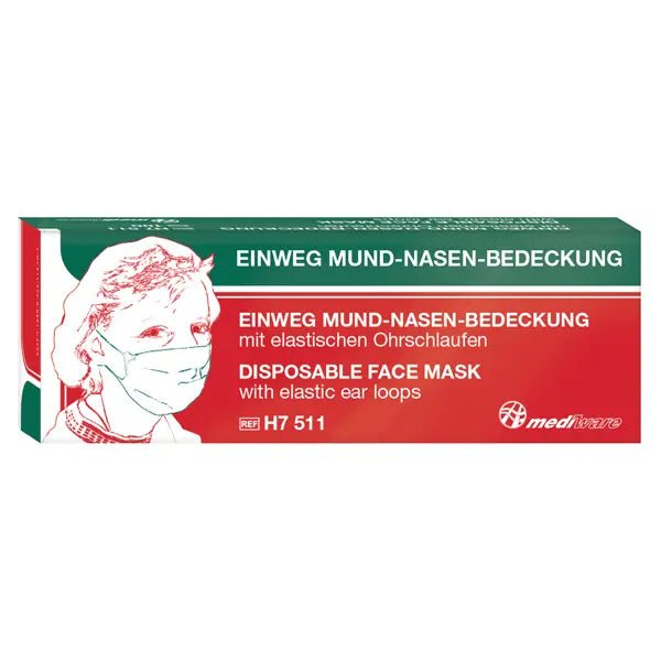 Einweg Mund - Nasen - Bedeckung 1 - lagig - einlagig / weiß - Mediware