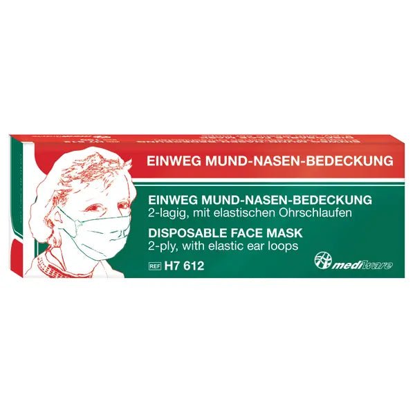 Einweg Mund - Nasen - Bedeckung 2 - lagig - zweilagig / weiß - Mediware
