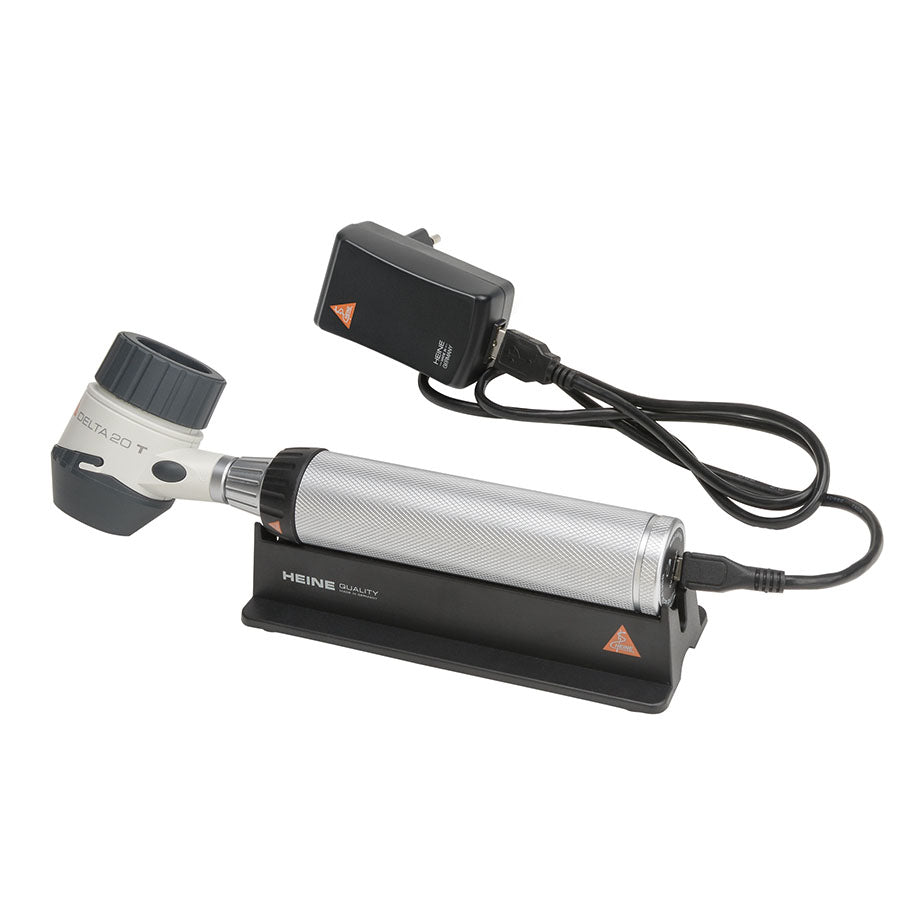 DELTA 20 T LED Dermatoskop mit Kontaktscheibe mit Skala, BETA4 USB Ladegriff mit USB Kabel und Steckernetzteil
