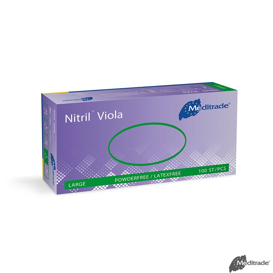 Meditrade Nitril Viola U.-Handschuhe PF, latexfrei unsteril