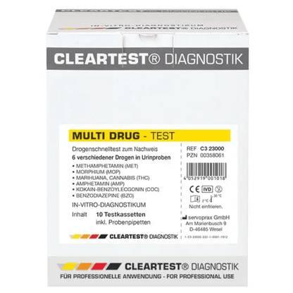 Multi Drug Drogentest/Nachweis von 6 Drogen in Urinproben, Schnelltest - CLEARTEST
