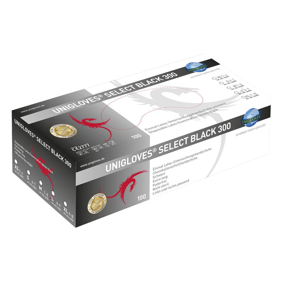 Unigloves GermanySelect Black 300 U.-Handschuhe, Latex unsteril puderfreiDocMed GmbH